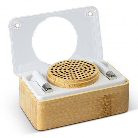 Bamboo Wireless Speaker and Earbud Set - Branding Evolution