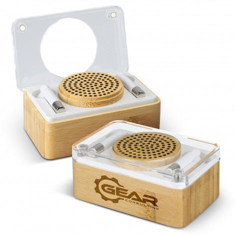 Bamboo Wireless Speaker and Earbud Set - Branding Evolution