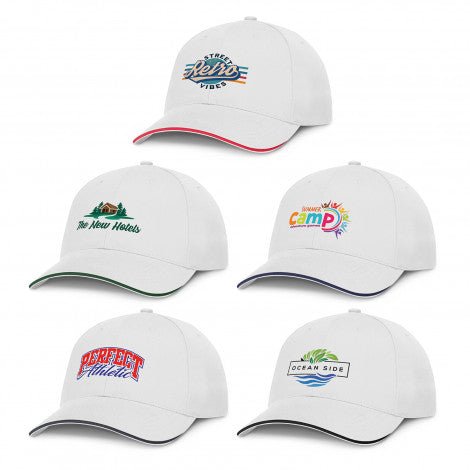White Swift Cap with Coloured Trim - Branding Evolution