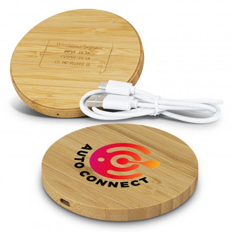 Vita Bamboo Wireless Charger - Round - Branding Evolution